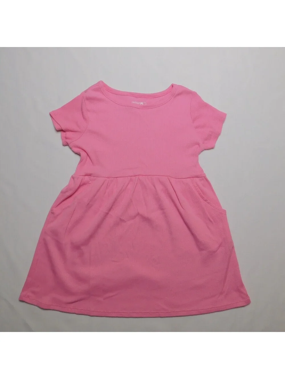Garanimals 4T Girls Dress Pink Ribbed Top Short Sleeve Sided Pockets Play Dress